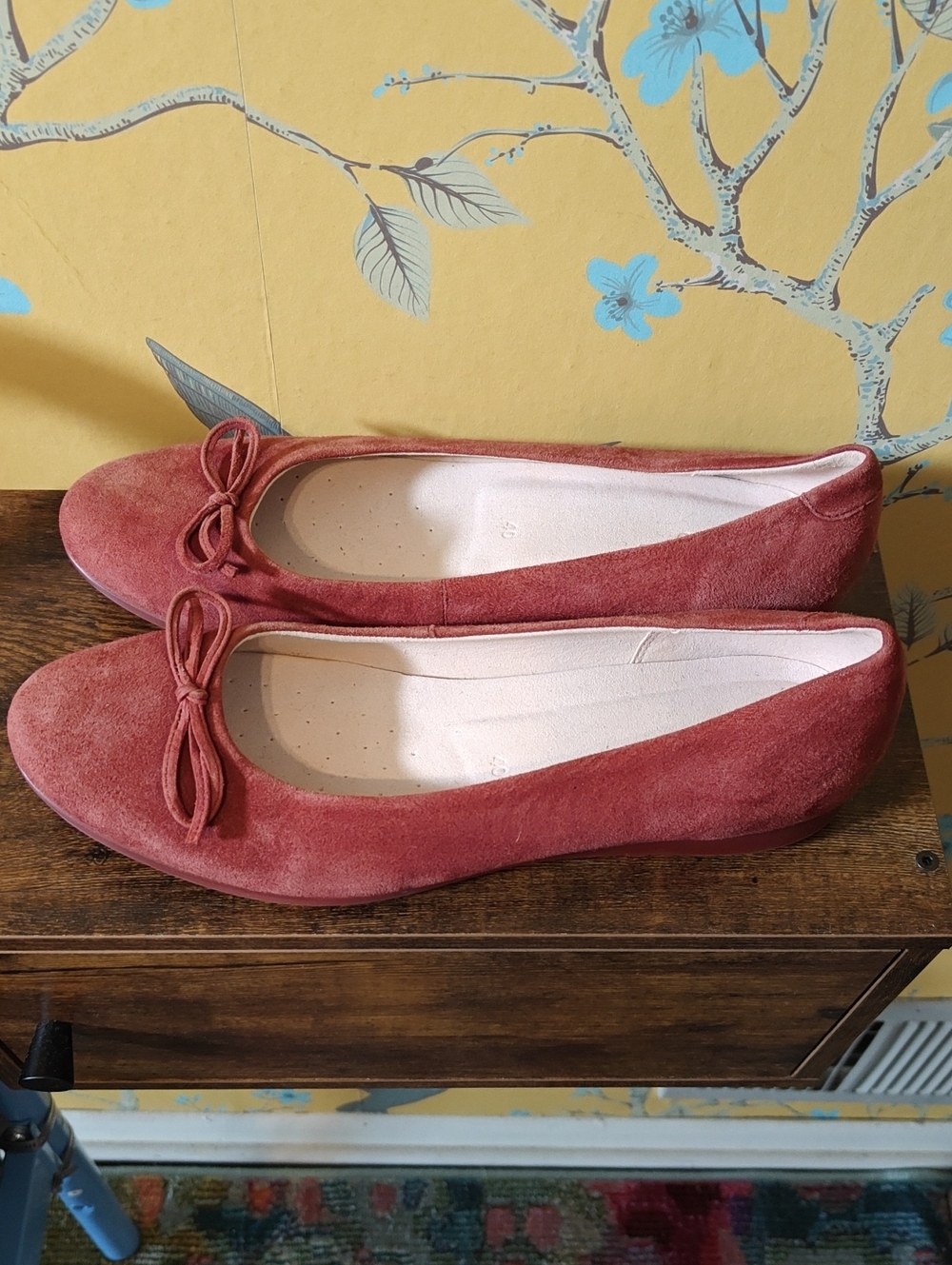 Ecco Women's Suede Ballet Flats in Dusty Rose